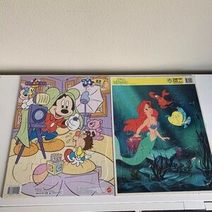 Vintage Disney Frame Tray Puzzles Little Mermaid Ariel Mickey & Friends 1998 USA